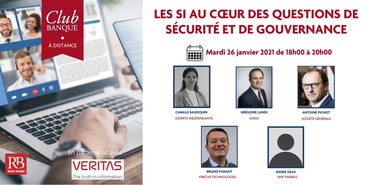 🔴#ClubBanque | Les SI au cœur des questions de sécurité et de gouvernance |Mardi 26 janvier de 18h à 20h|Les enjeux liés à la sécurité des systèmes d’information, ont pris une nouvelle ampleur face à la crise du COVID-19  ➡️bit.ly/2X7wzQv
