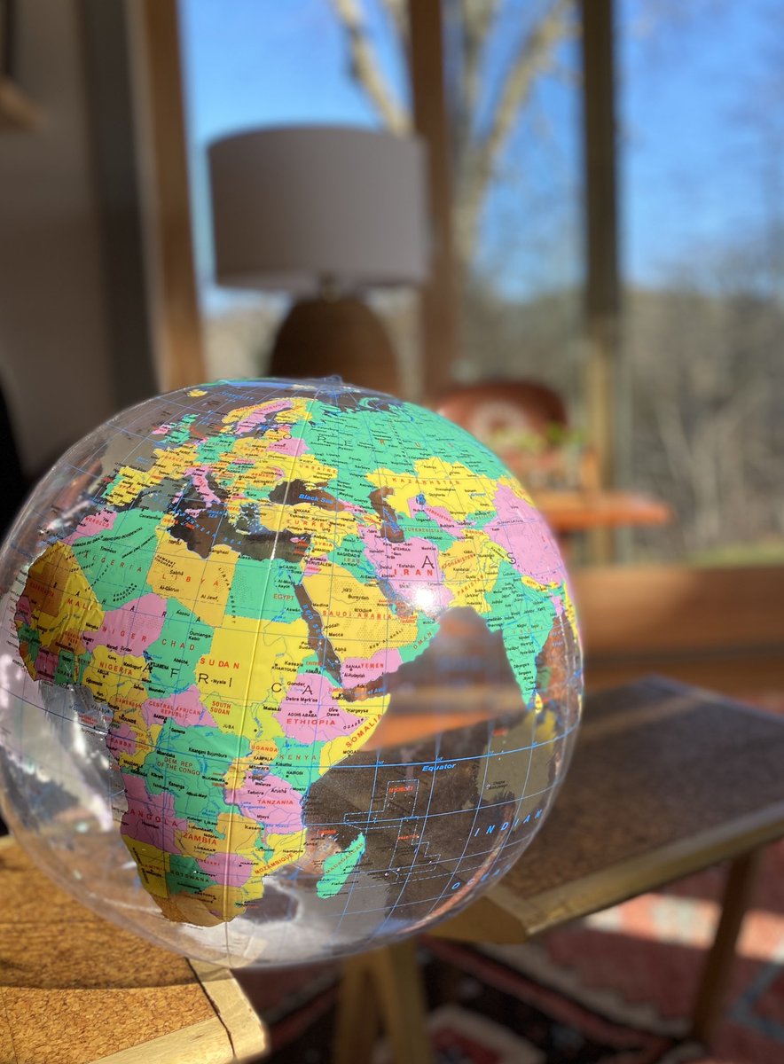 My husband gave me this inflatable world for Christmas. I had asked for a globe but he was afraid I’d put my eye out.
