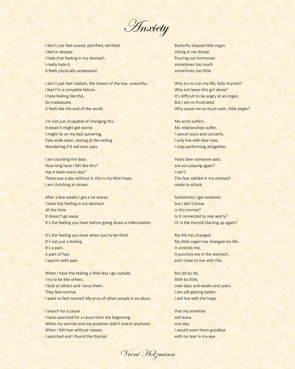 Vroniholzmann's tweet photo. A poem about anxieties caused by the thyroid for my friends at @ThyroidTrust 🦋 https://t.co/Jsls2BJp1p