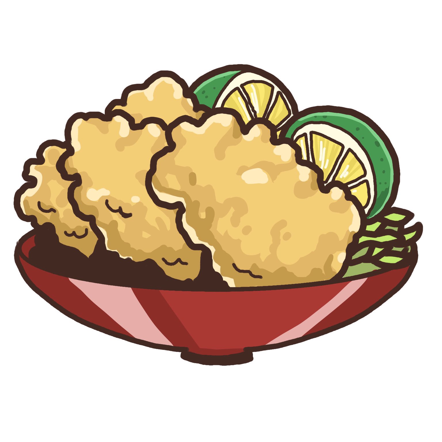 Twitter 上的 ムビサポ大分 映像制作 これは配信に使用した大分県名物 とり天 のイラストです とり天のイラストフリー 素材が見つからず 慌てて描いたイラストなのですが 結構気に入っています もし 想像通りのイラスト素材が探しても無い という時はお任せ