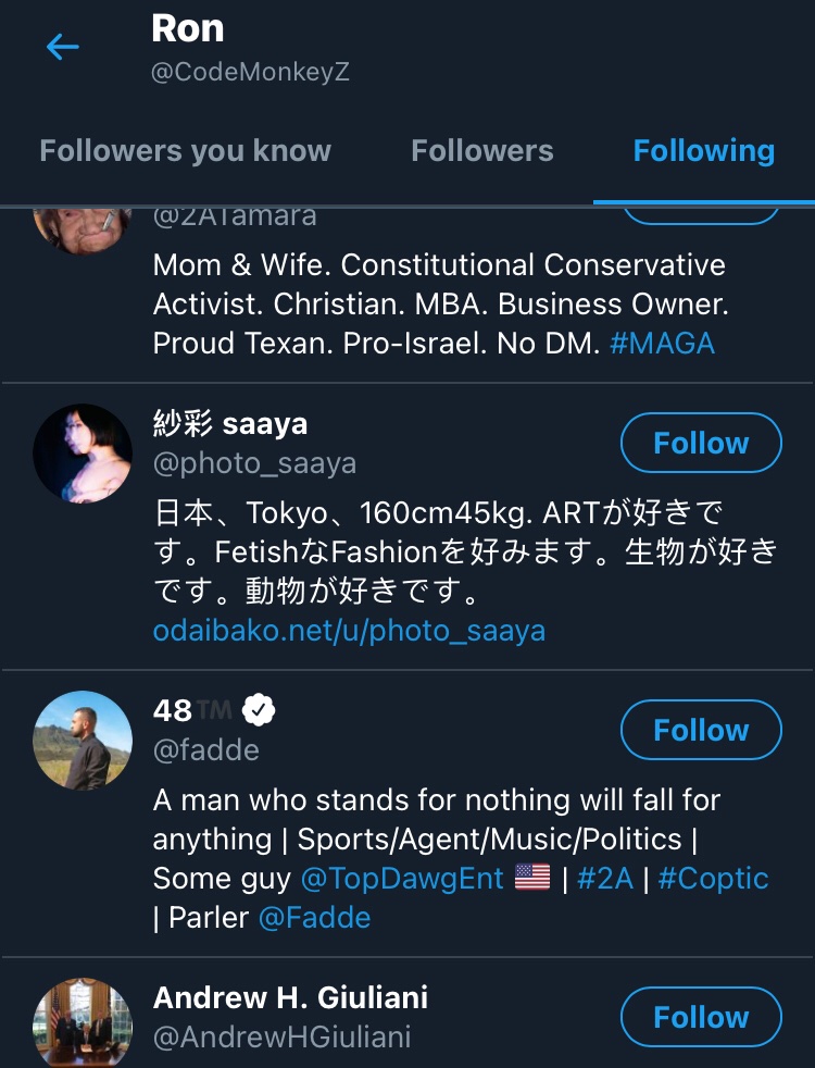 MOAB 3/3: now entering the danger zoneOne account Ron follows stands out. Its owner is a fetish model who looks SUPER young and posts weird pics with cryptic captions (examples below), but it's the retweets that are REALLY interesting (examples in next tweet).