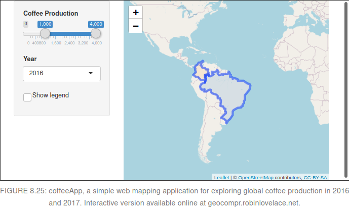 robinlovelace's tweet photo. Exciting update to Geocomputation with R: it has a new demo web application! Check it out here: https://t.co/xDNV7BFcCe

Many thanks to Kiranmayi Vadlamudi for the Pull Request, great contribution to this #opensource project: https://t.co/v5eH6UjUAZ

#rspatial #gis #geocompr https://t.co/gF8bCzOaUI