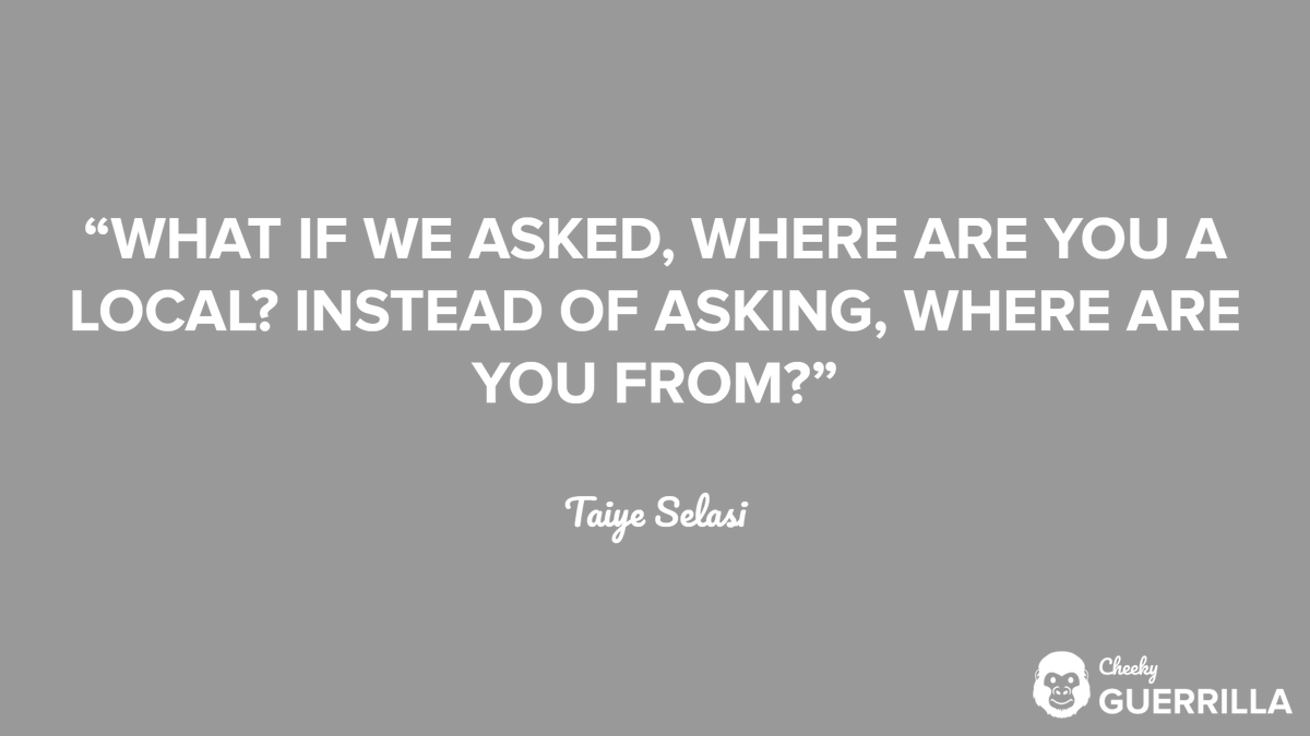 CheekyGuerrilla's tweet photo. "What if we asked, where are you a local? Instead of asking, where are you from?" @taiyeselasi
https://t.co/MBS60Y4M27
#citizenship #citizen #worldcitizen #multinational #multicultural #multilocal #community #locality #nationality #nation #CommunityGuerrilla #BeMoreGuerrilla https://t.co/kjNbtFGDmZ