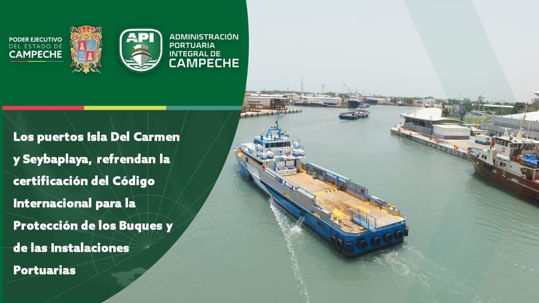 apicarmen's tweet image. ✅ #Logros2020 | #PuertoIsladelCarmen | #PuertoSeybaplaya | Cumplen con el mecanismo de #seguridad portuaria, logrando #refrendar la certificación del #CódigoPBIP. #APICAM ⚓🚢