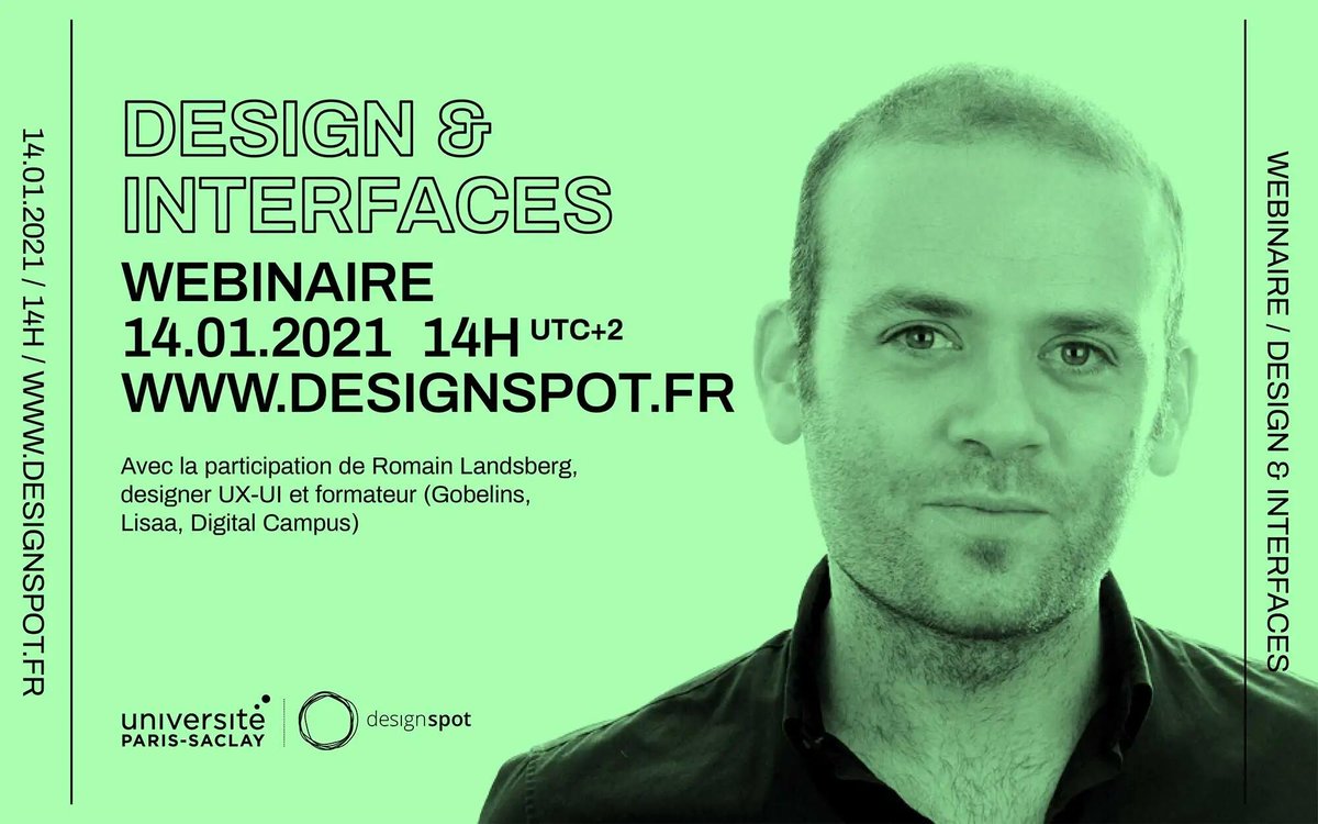 Bonne année 2021 ! 
Rendez-vous le 14/01 pour la reprise de notre cycle de webinaires d'initiation au design avec Romain Landsberg, designer UX-UI. Gratuit sur inscription ➡️ bit.ly/DesignInterfac…