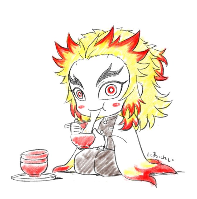 にあ・れいさんがTwitterに投稿した煉獄杏寿郎(鬼滅の刃)のイラスト。