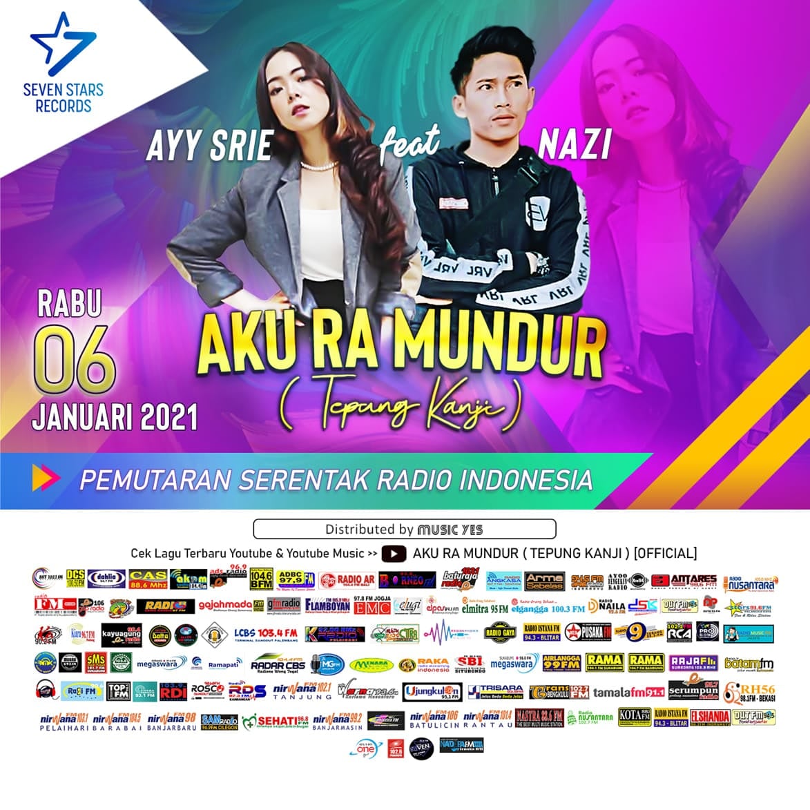 Pemutaran Serentak 
"Ayy Srie Feat Nazi - Aku Ra Mundur 
Rabu, 06 Januari 2021, 
Di Radio DUT FM <a href="/dutfmsiantar/">DUT FM SIANTAR 94.50</a> 

<a href="/sstrec/">Seven Stars Records [OFFICIAL]</a>
#AyySriefeatNazi #TepungKanji2021 #SevenStarsRecords #AkuRaMundur

<a href="/nandre_elmitraf/">UnKnown</a>
Uda bisa i Request ya Dut Mania..!