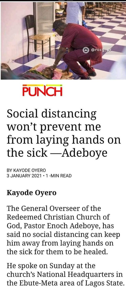 But our own religious leaders are selling Holywater and offering to lay hands, in order to cure people from a Virus that they themselves are wearing Facemasks to protect themselves from.Thinking is HARD.Ajibola M Salami For Aji Speaks.