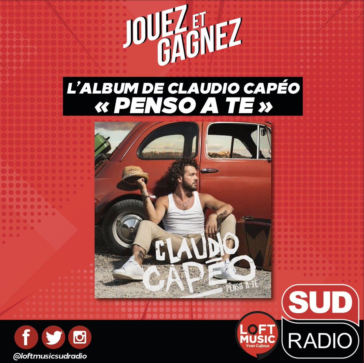 LoftMusicSR's tweet photo. 🎁 [#JeuConcours] #LoftMusic
▶️ Remportez l'album de @claudiocapeo "PENSO A TE" 📀

✅ 𝐈𝐍𝐒𝐂𝐑𝐈𝐕𝐄𝐙-𝐕𝐎𝐔𝐒 : 

1️⃣ SUIVEZ le compte @LoftMusicSR 💓 
2️⃣ Aimez et RT la publication 😍
3️⃣ TAGGEZ 3 personnes 

#ClaudioCapeo #Italie #France #cadeaux #musique https://t.co/DpK4fcX7Rg