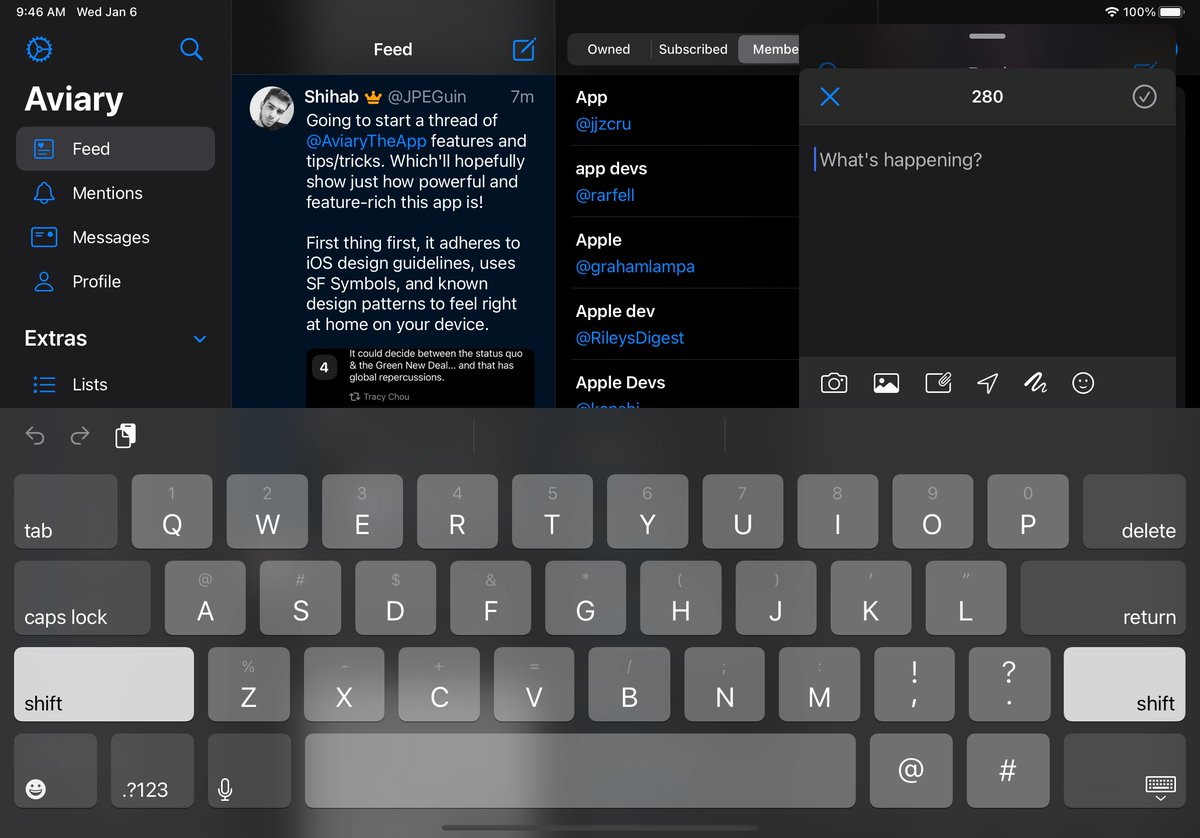 Slide Over and Split View helps make the app an effortless companion to your browsing needs. Easy to glance through, and even easier to quickly compose tweets.