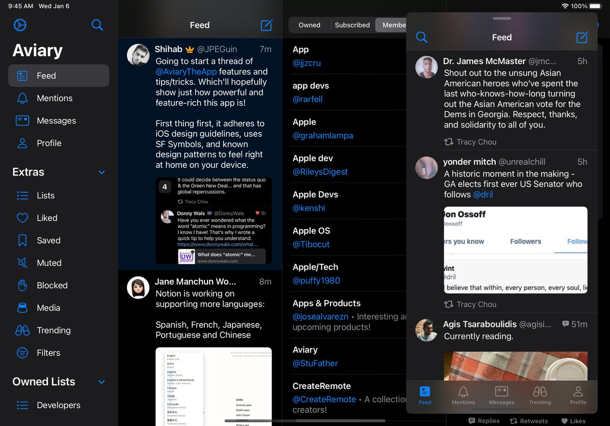 Slide Over and Split View helps make the app an effortless companion to your browsing needs. Easy to glance through, and even easier to quickly compose tweets.