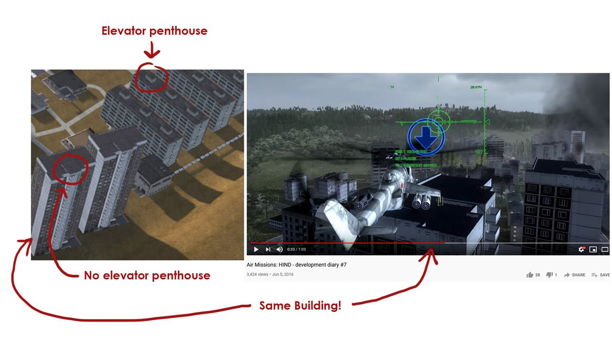 so that's why some of the buildings don't have an elevator penthouse... it's because they were from another game where you could land a helicopter on the roof 