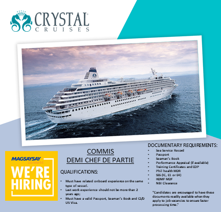 Magsaysay Careers On Twitter Further Your Culinary Career And Discover The World Aboard The World S Best Crystal Cruises We Are Looking For A Commis And Demi Chef De Partie For One