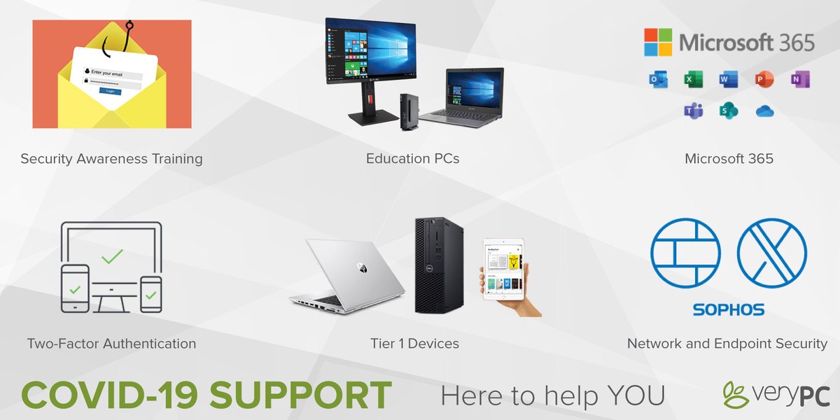 verypc's tweet image. From security awareness training through to Microsoft 365, we've got your back and we're here to support you. Everything you need to know is right here on our new COVID-19 Support webpage 👉 bit.ly/3e2OjDh

#covid19support #learningremotely #workingfromhome #ITSupport