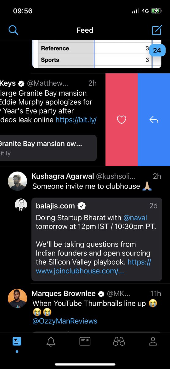 You can swipe to perform some tweet actions (which can be adjusted via settings), and swipe down when replying to or quoting tweets to see some context.
