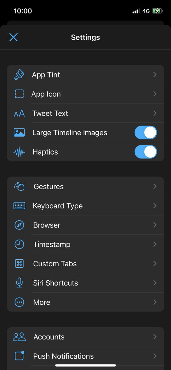 There are settings options for almost anything and everything. Including the ability to lock the app with biometrics, have inline action buttons in tweet timelines, and tab bar titles.