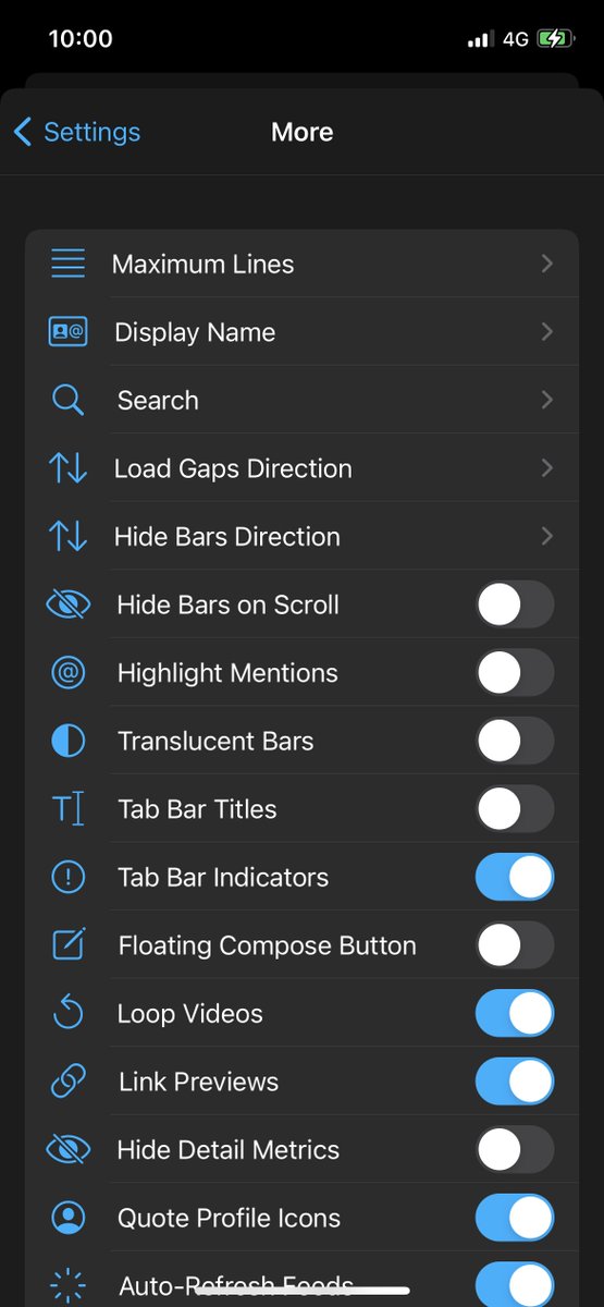 There are settings options for almost anything and everything. Including the ability to lock the app with biometrics, have inline action buttons in tweet timelines, and tab bar titles.