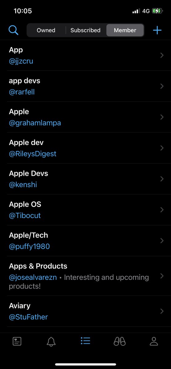 Long-press the first tab to view and switch that tab to any list, the last tab to switch accounts, and the same for any of the middle tabs to switch the section to something else. This persists and allows you to customise the app exactly how you want.