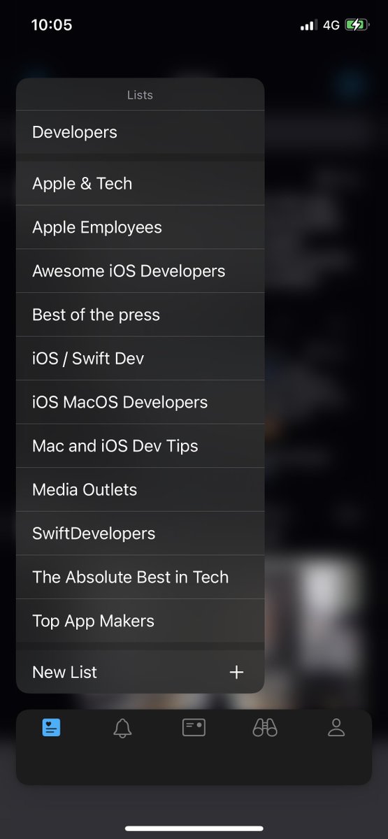 Long-press the first tab to view and switch that tab to any list, the last tab to switch accounts, and the same for any of the middle tabs to switch the section to something else. This persists and allows you to customise the app exactly how you want.