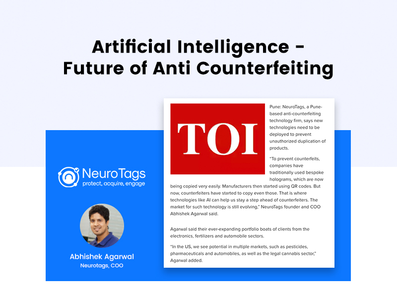 neurotags's tweet photo. Artificial Intelligence -Future of Anti-counterfeiting
 #artificialintelligence #anticounterfeiting #TimesOfIndia #neurotags @Headstarters @YourStoryCo @BT_India  @Analyticsindiam @firstpost @TechObserver_In @Medium   @SyskaLEDs   
Read more at:
https://t.co/kW58cj2Iwj... https://t.co/8rW8mhv5dF