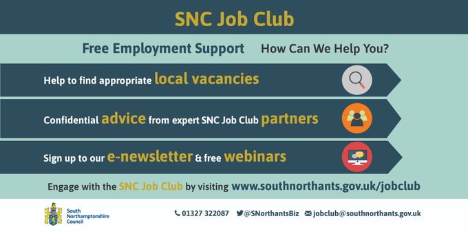 WNorthantsBiz's tweet photo. ⏰Now is the time to land your dream job or start your own #business in South Northamptonshire.
Access free support from the #SNCJobClub including:
🌟Expert advice
🌟Financial guidance
🌟Webinars & courses
🌟A network of partners
https://t.co/TYEUcj0oUR https://t.co/hA8hTSyFSx