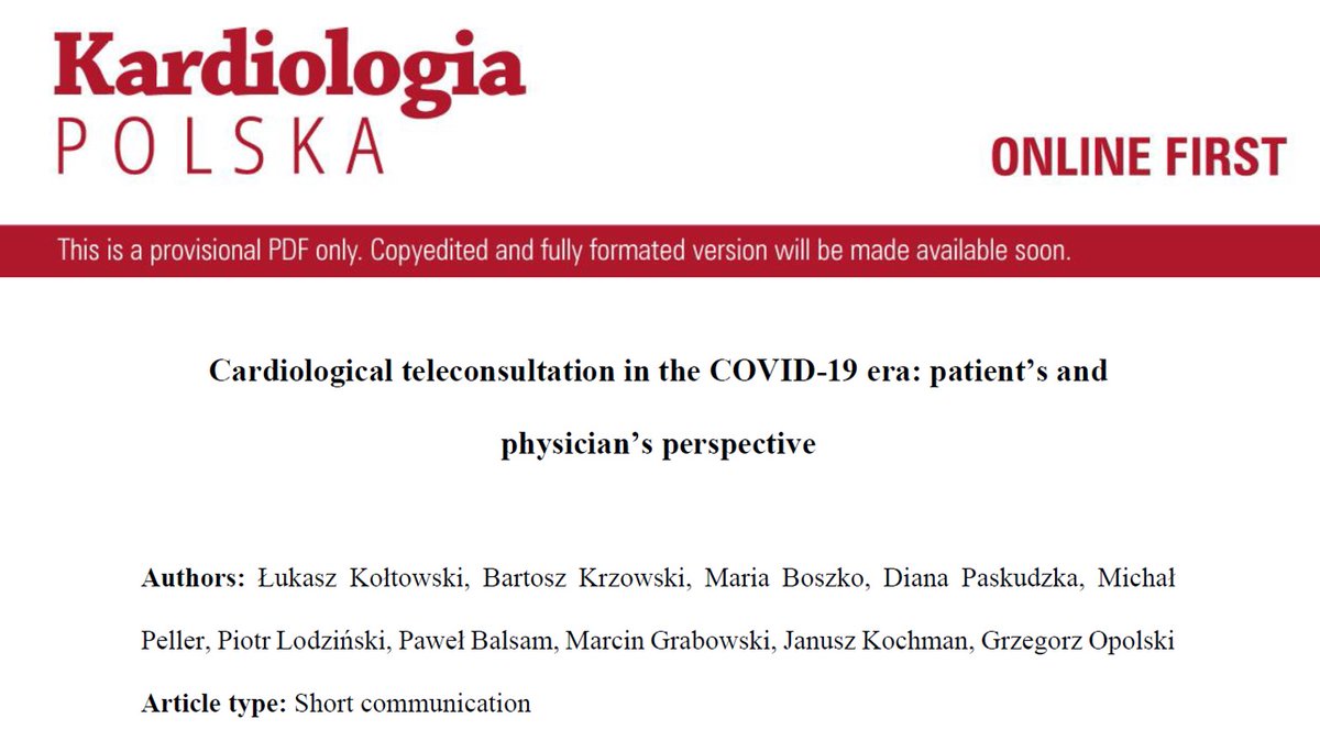 heart_polish's tweet photo. Editors’ Insights: #Cardiological #teleconsultation in the #COVID19 era: patient’s and physician’s perspective.

https://t.co/uLIuyWbJZX #KardiologiaPolska #PolishHeartJournal

#cardiotwitter #HeartNews #SARSCoV2 @DrKoltowski @koltowski @PLodzinski @drBalsamP https://t.co/nq5U9Dz86e