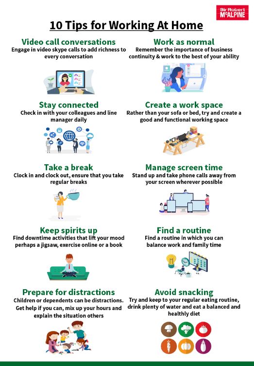WeAreMcAlpine's tweet photo. #WellbeingWednesday >  

With the new #lockdown measures in place seeing more of us #workingfromhome, we are sharing useful selfcare tips which may help get you settled into a routine whilst maintaining a healthy work-life balance. 

We are in this together. #WeAreMcAlpine https://t.co/idzOvl6Q9d