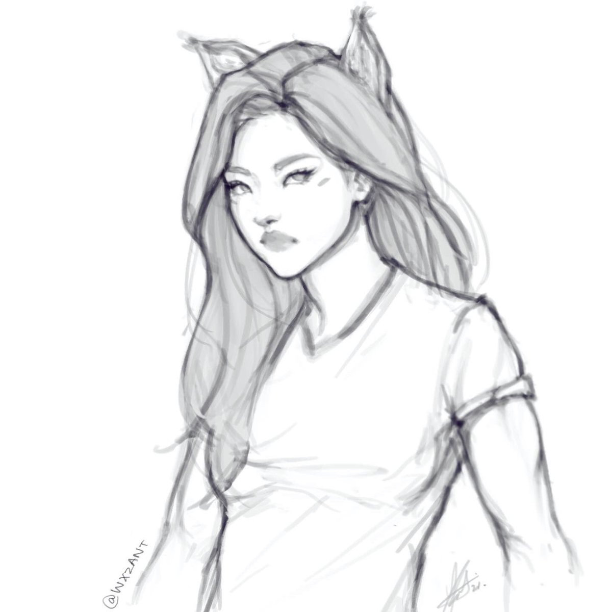 Werewolf Olivia Hye #LOONA #loonafanart . Left hand art is fun but not fun 