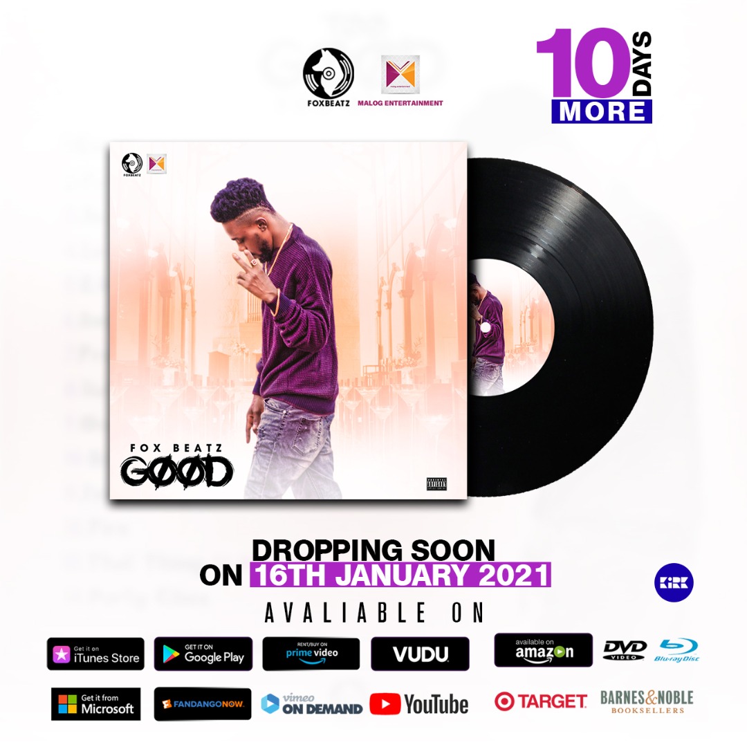 MalogEntgh's tweet photo. It's just 10 days to the release of the #TooGood album by @FoxBeat8 Be the first to hear it🔥🎤🎧🎹 
#TooGood
#FoxBeatz
#MalogEnt
#MalogThing https://t.co/YwB0swJOuY
