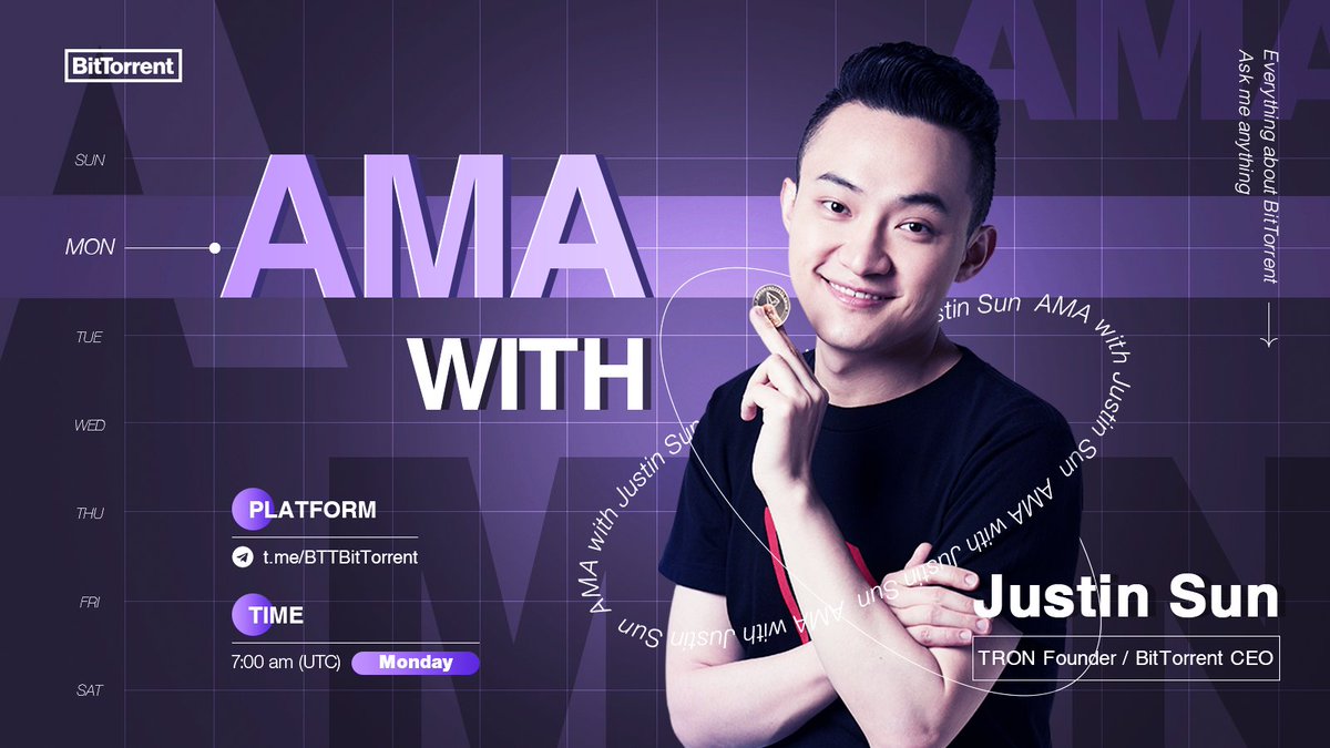 BitTorrent's tweet image. 🧐What would you like to know about #BitTorrent, #BTFS, #BitTorrentSpeed and #DLive?

✍️Submit your questions here: bit.ly/3fcZueg

🗣️Joined by @justinsuntron and he will answer your questions.

📅Next Monday at 7:00 a.m. UTC.

📨Tele: t.me/BTTBitTorrent