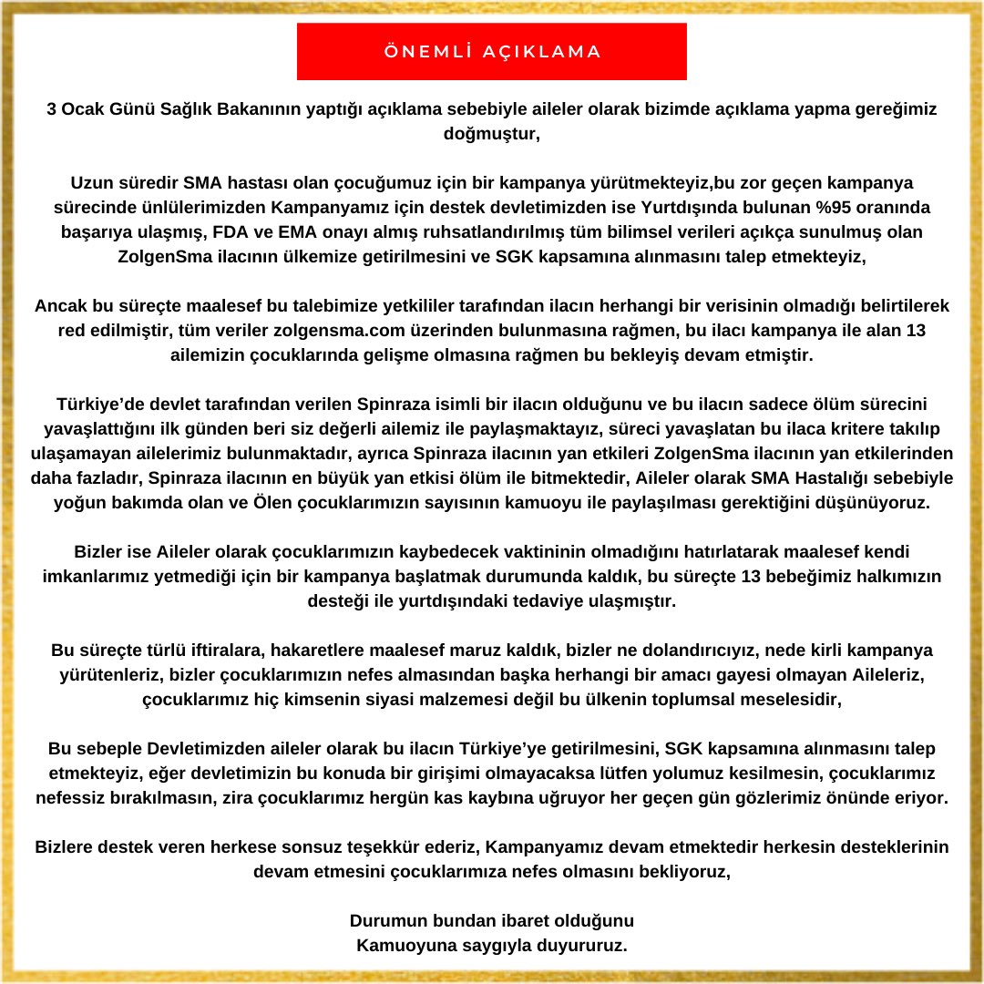 Kamuoyuna saygıyla duyururuz.

#suSMAilacımıver