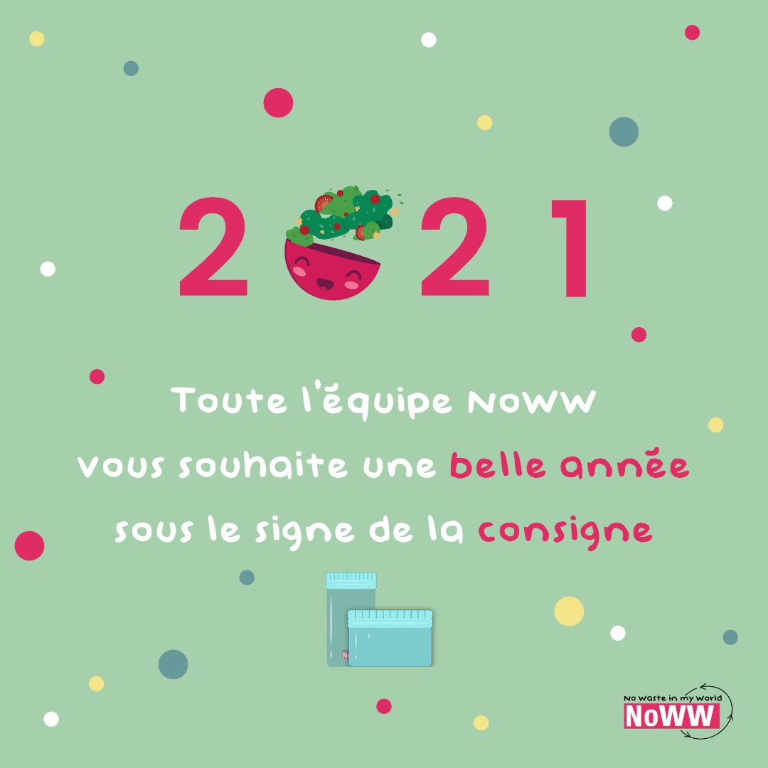 En 2021,
🥗je passe aux emballages réutilisables pour les repas à emporter
🌍j’incite mes collègues à réduire les déchets lors du déj
🛒je développe les solutions #zérodéchet dans mon magasin
- et si, vous nous rejoigniez !
NoWW vous souhaite une très belle année 2021 !
#consigne