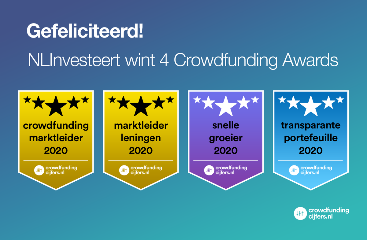 .<a href="/NLInvesteert/">NLInvesteert</a> wint 4 Crowdfunding Awards. Via geen enkel ander Nederlands platform werd afgelopen jaar meer financiering met #crowdfunding opgehaald. Gefeliciteerd! Meer over de awards: crowdfundingcijfers.nl/crowdfunding-a…
