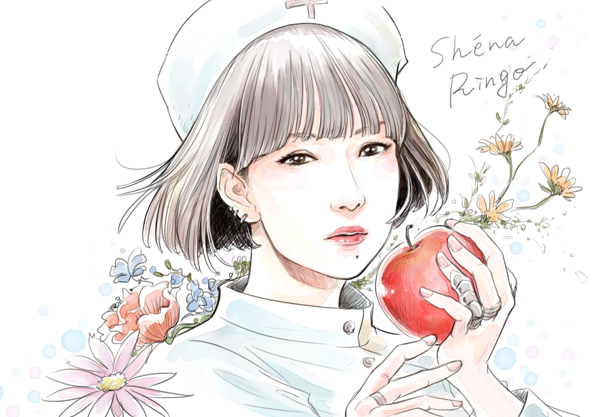 ひろみやも Illust Design 椎名林檎嬢の似顔絵イメージイラストッ 林檎嬢は何かプログラミングでもされてるのか年前と美しさが変わらんやないかい 本能 歌カバーもさせていただきました ナース帽自作したり 笑 がんばったので よかったら観てやって