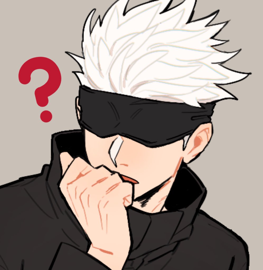 gojou satoru 1boy blindfold male focus solo ? white hair short hair  illustration images