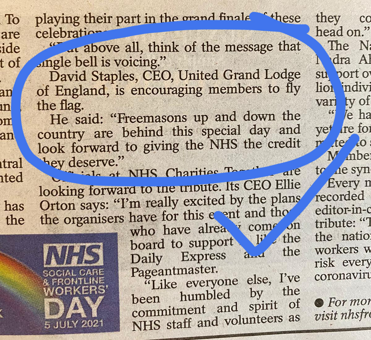 CambsMasons's tweet photo. Check out this recent article in the Daily Express - freemasons will be playing their part in a special day dedicated to the NHS, Social Care and those frontline workers who have saved so many lives during the pandemic and also to remember those workers we sadly lost. https://t.co/uvRhjCw0T7