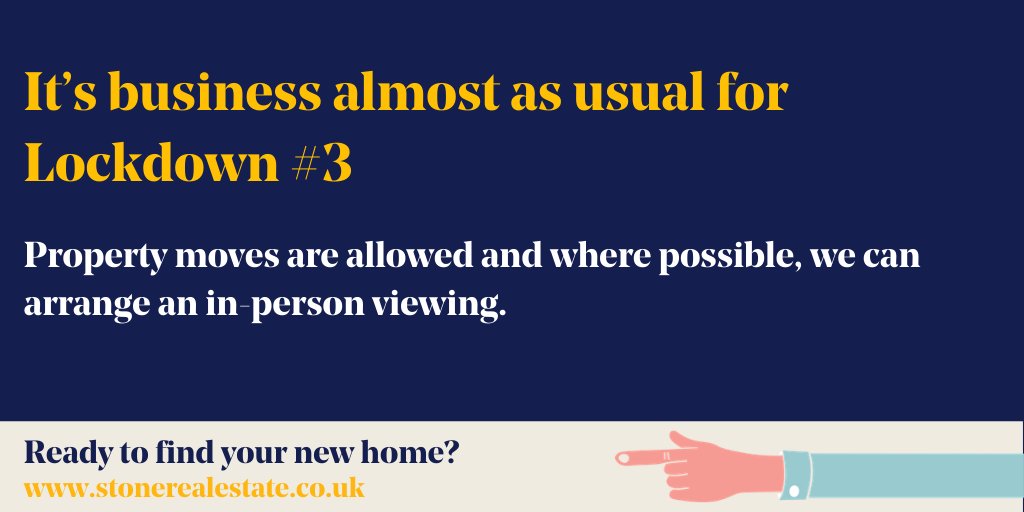Following the announcement on Monday we're still open for business during #Lockdown3. Property moves are allowed and we can still make appointments for viewings. Where possible, we can arrange for these to be in-person. Here's everything you need to know buff.ly/2Lb0J2V