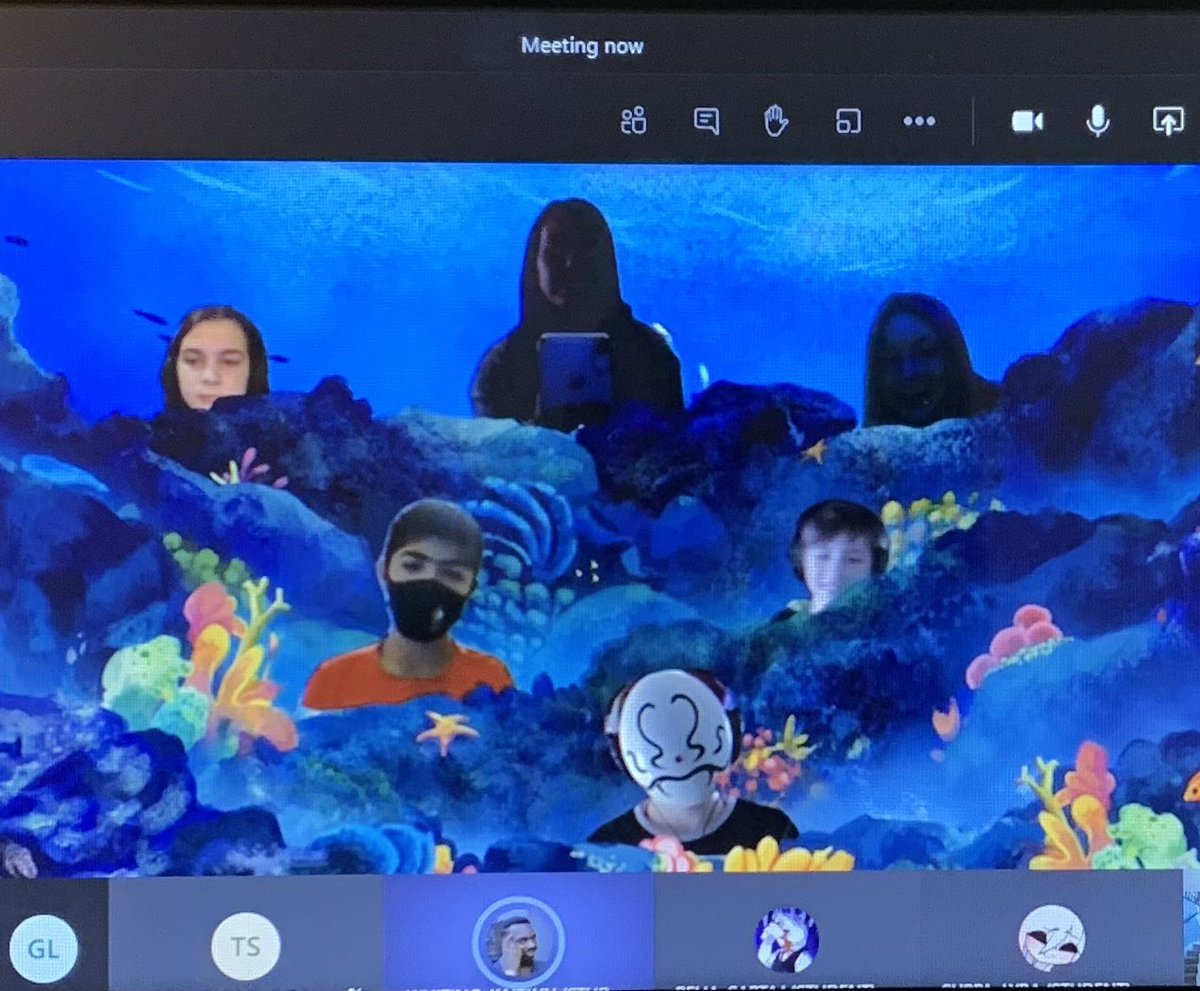Grade 7/8’s  <a href="/Branlynbulldogs/">Branlyn Community</a> experimenting with “Together Mode” on Microsoft Teams during morning block today....so much fun!! #makingmemories #remotelearning