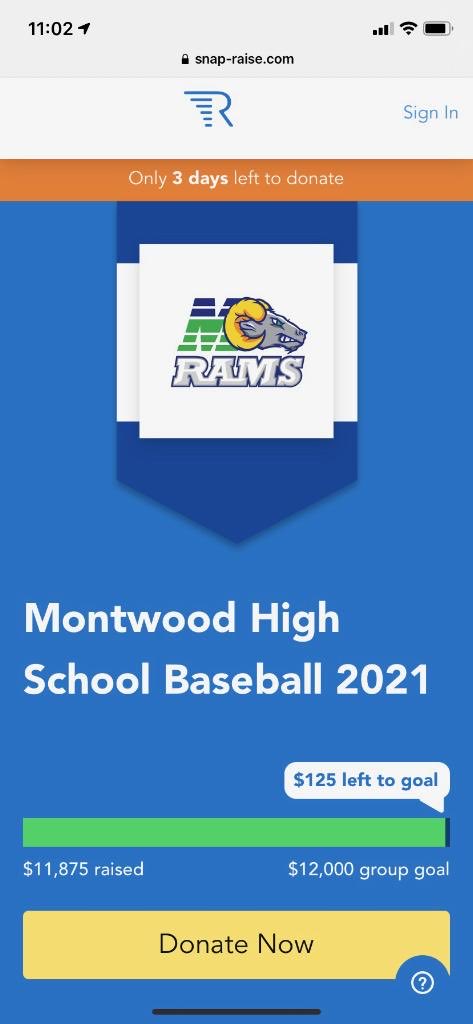 Thank you to all that have contributed and made <a href="/MontwoodHS/">David Herrera</a> 🐏⚾️Snap Raise a success! We appreciate all you do for our program. There’s still a few days to continue helping out. Go Rams!!