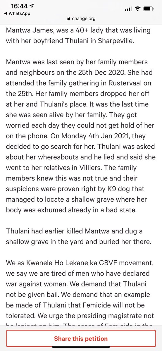 Nkuli_Mbele's tweet photo. There’s a huge war against women and children in the Vaal! 😓 Today my team visited the James family in Sharpeville. Mantoa James was killed and buried in the yard by her boyfriend. Help us sign this petition so that he doesn’t get bail. https://t.co/3rWx3yISD9 https://t.co/LWe5SDpGc1