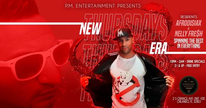 PMENTWORLDWIDE's tweet image. This and every thursday night at Embassy Irish Bar in downtown Orlando with AfrodisiaX and Nelly Fre$h.  See you there!  No cover.
Event page:  fb.me/e/3Pj2NL4z5
#Orlando #openformat #HipHopMusic #breakbeat #housemusic