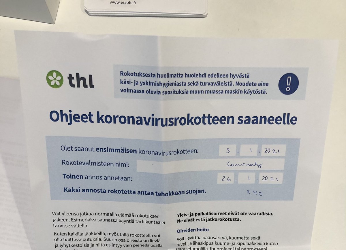 Eilen sain ensimmäisen annoksen #koronarokotus. Miksi otin rokotteen? Koska toimin säännöllisesti takapäivystäjänä/päivystyksessä ja haluan omalta osaltani suojata muuta henkilöstöä ja riskiryhmäläisiä. #koronavirus #ennaltaehkäisy