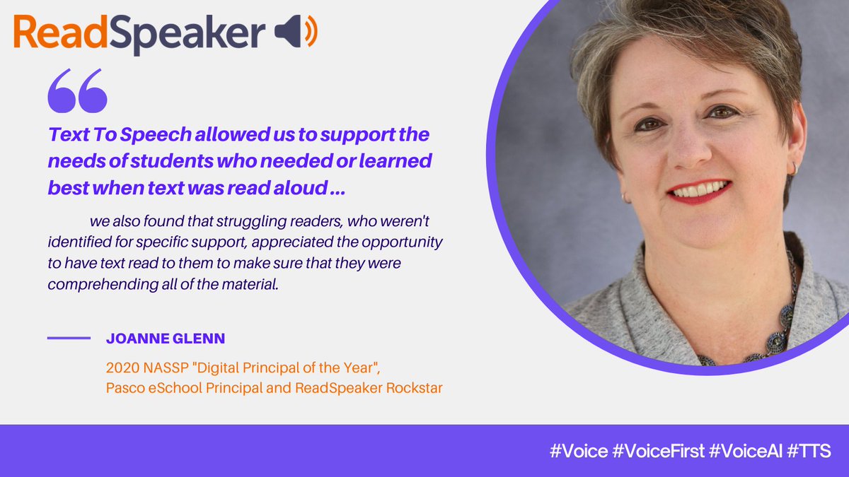 We celebrate JoAnne Glenn (<a href="/tpamathnerd/">JoAnne Glenn</a>) of <a href="/Pasco_eSchool/">Pasco eSchool</a>, 2020 NASSP "Digital Principal of the Year". She spoke with ReadSpeaker about accessibility, literacy support and supporting ESL students during the COVID-19 shutdown.

Watch the Video!:
hubs.ly/H0DlwsR0