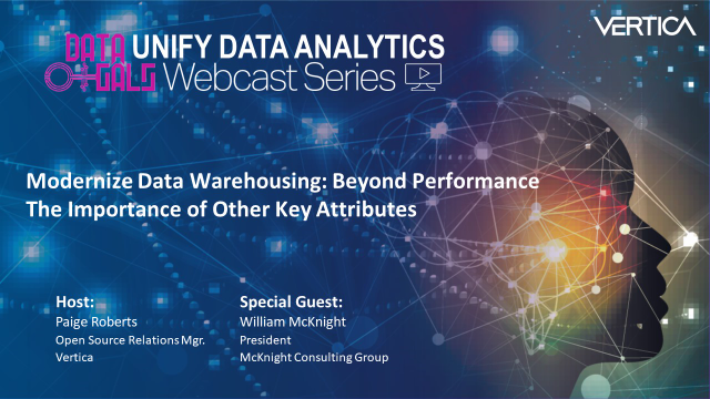 karla_cornish's tweet photo. Learn what’s beyond #performance considerations in ramping up your #DataWarehouse. There’s much more to it! Hear @mcknightconsult and @VerticaUnified Paige Roberts on config, tuning, and more.  https://t.co/2xNNqaDSJ7 #TeamVertica https://t.co/RC7zp1wgjH