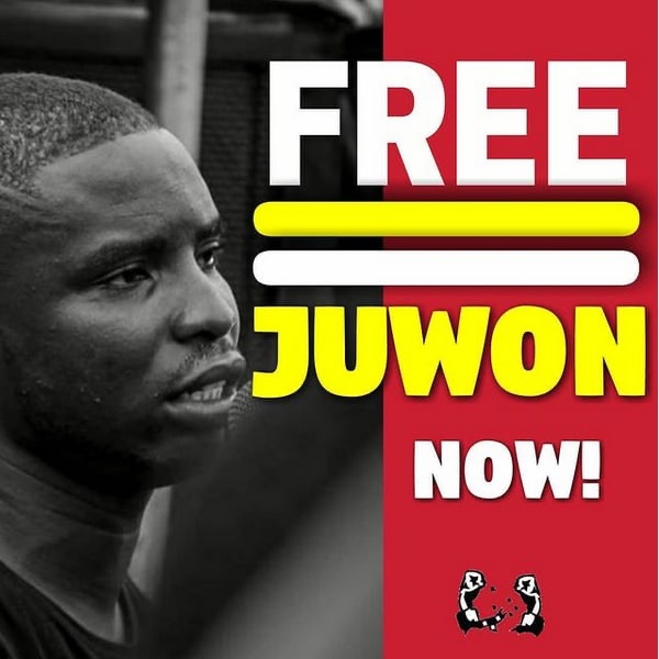 XR Youth Solidarity (@solidarityxr) on Twitter photo We demand the unconditional release of Juwon Sanyaolu and the Gudu5, illegally arrested and tortured while peacefully protesting <a href="/RevolutionNowNg/">#RevolutionNow</a> #FreeSowore #FreeJuwon <a href="/NigeriaGov/">Government of Nigeria</a> <a href="/MBuhari/">Muhammadu Buhari</a> <a href="/UKinNigeria/">UK in Nigeria🇬🇧🇳🇬</a> <a href="/USinNigeria/">U.S. Mission Nigeria</a> <a href="/HumanRightsCtte/">UK Parliament Human Rights Committee</a> <a href="/CatrionaLaing1/">Catriona Laing</a> <a href="/IntlCrimCourt/">Int'l Criminal Court</a> <a href="/SenatorMenendez/">Senator Bob Menendez</a> We demand the unconditional release of Juwon Sanyaolu and the Gudu5, illegally arrested and tortured while peacefully protesting <a href="/RevolutionNowNg/">#RevolutionNow</a> #FreeSowore #FreeJuwon <a href="/NigeriaGov/">Government of Nigeria</a> <a href="/MBuhari/">Muhammadu Buhari</a> <a href="/UKinNigeria/">UK in Nigeria🇬🇧🇳🇬</a> <a href="/USinNigeria/">U.S. Mission Nigeria</a> <a href="/HumanRightsCtte/">UK Parliament Human Rights Committee</a> <a href="/CatrionaLaing1/">Catriona Laing</a> <a href="/IntlCrimCourt/">Int'l Criminal Court</a> <a href="/SenatorMenendez/">Senator Bob Menendez</a>