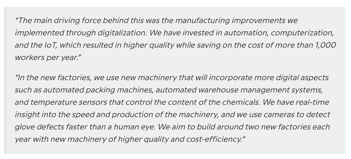 13/ Unbeatable R&D InvestmentWee-Chai’s goal is to build two new factories a year and accelerate its R&D department. So far they’ve turned R&D from a team of 20 to a small army of 160.Here are Chai’s thoughts on capital investment …