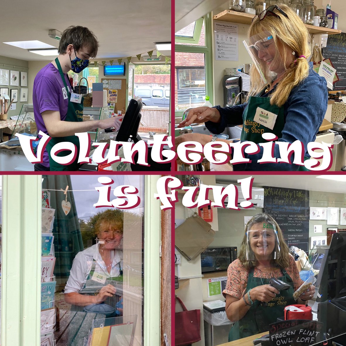 ChiddinglyShop's tweet photo. We’d love you to join our team of fantastic volunteers! Pop in and say hello to find out more.

#supportyourcommunity #volunteerinsussex #chiddinglycommunity #chiddingly #timetospare https://t.co/YICnxzd5Mg
