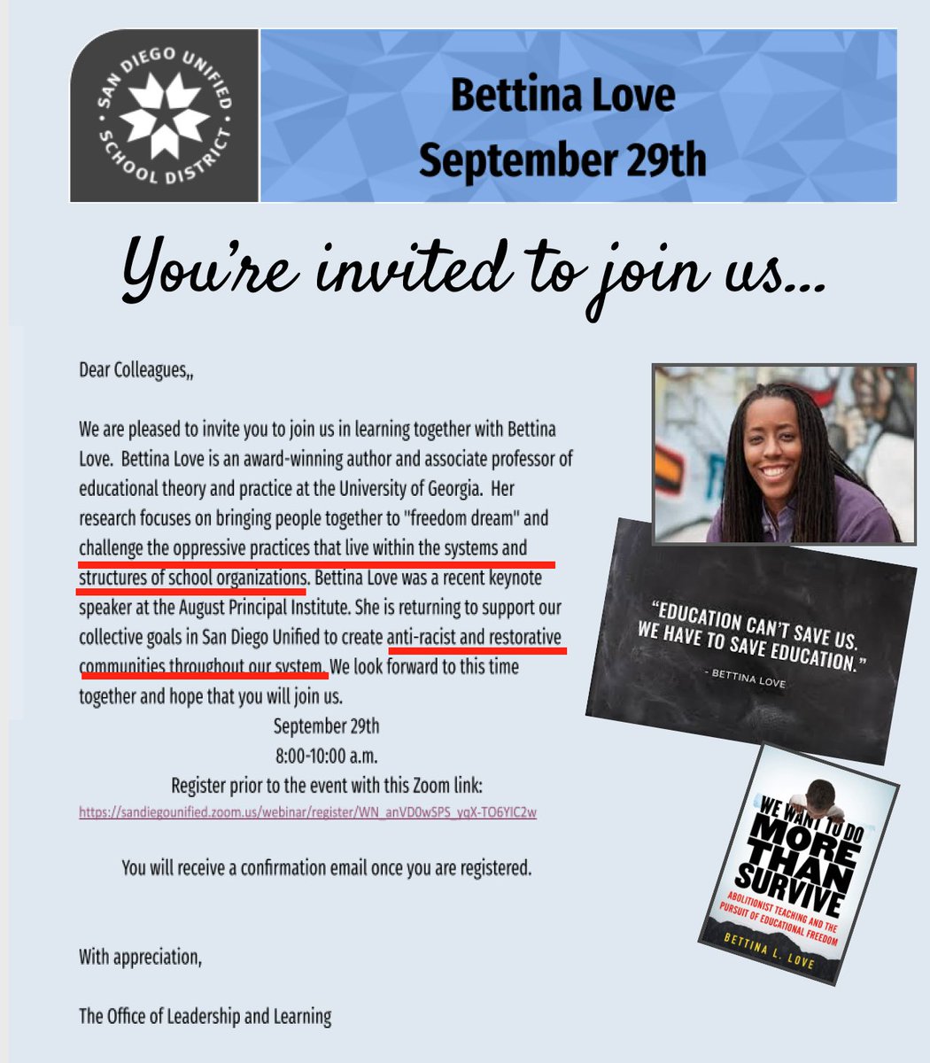 This summer, San Diego Unified hired critical race theorist Bettina Love for a district-wide training on "[challenging] the oppressive practices that live within ... school organizations." The district forbade recordings, but my whistleblower took screenshots and detailed notes.