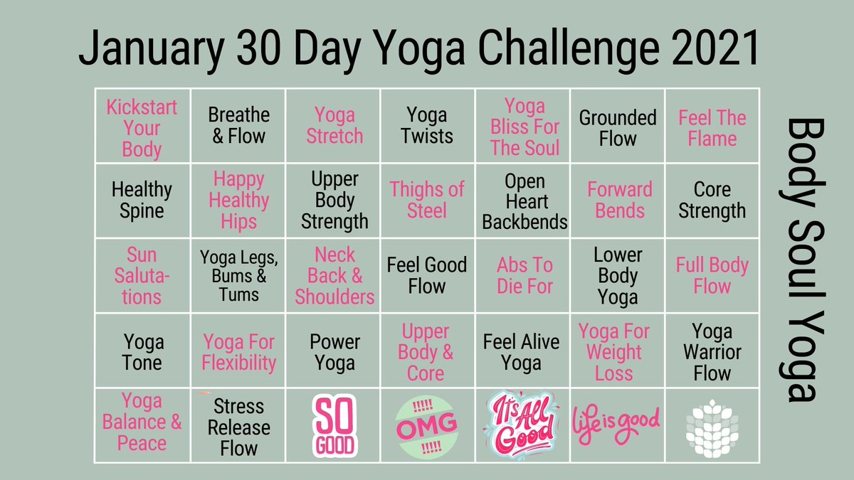 Your Yoga Calendar for January 2021.  Body Soul Yoga Walton-on-Thames Surrey and Online.  bodysoulyoga.co.uk/your-january-y…  #yogachallenge #30daysofyoga #yogasurrey #yogawalton <a href="/DiscoverYourT/">Discover Your Town</a> @whatsinwalton