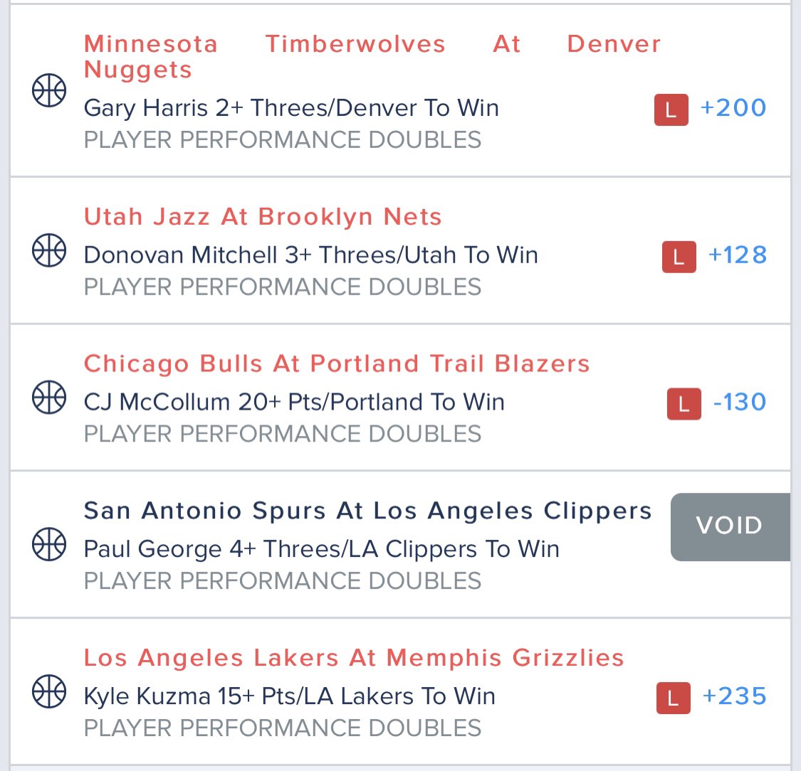 FerdaPicks's tweet photo. Recap of last nights action.
NCAAM (2-1)
NBA Prop Bet (0-4)
- Gary Harris no threes but Denver won
- D. Mitchell hit 3+ 3’s, Jazz lost
- CJ hit his points but chocked the win https://t.co/W1ZyN6FElK